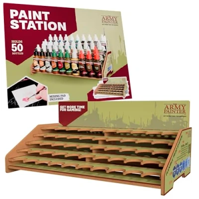 Bild av The Army Painter, Paint Station, Färglagring för 50 Warpaints Fanatic, Speedpaint och Air akrylfärger, inklusive förvaring penslar 100 ark färghylla miniatyrer