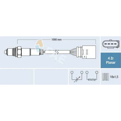 Bild av FAE 77404 Sonde lambda après catalyseur de diagnostic noir AUDI: A3 Sportback, 3/5 portes, A6 C6 Avant, VOLKSWAGEN: Golf 5, Touran I