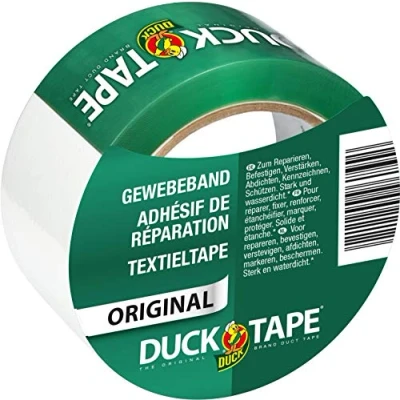 Bild av DUCK TAPE 106 05 Original tygband självhäftande tejp med vattentät yta pansartejp extra stark för inomhus och utomhusbruk 50 mm x 25 m vit