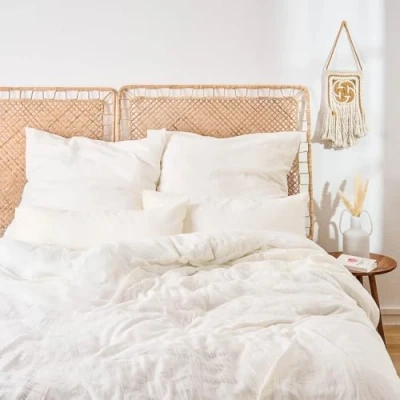 Bild av Blumtal muslin sängkläder 155x220 cm OEKO TEX certifierade påslakan + örngott 40x80 bomull Beige sommar