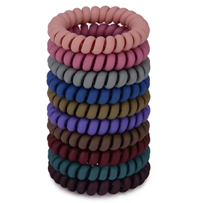 Bild av JessLab Spiral Hår Band, 10 st Spårlösa Telefonsladd Hårband Plastspole Hästsvanshållare Skadafritt Hårtillbehör för Flickor Kvinnor Damer, Färg Assorterad, Set 6