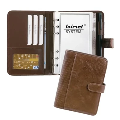Bild av Bind 16601 systemplanerare A6 gjord av FINEtouch läderimitation, brun tidsplanerare, mapp ca 18, 5 x 13, 3, cm, kalendermapp med systeminsats kalender 1 vecka = 2 sidor, planerare