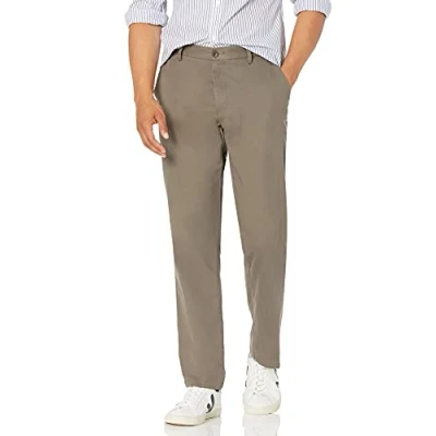 Bild av Amazon Essentials herr rak passform skrynkelfri platt framsida chinos byxa, brungrå, 30 B x L