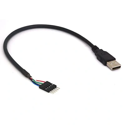 Bild av Tomost 5 stifts moderkortshuvud till USB A kabel, Dupont IDC hankontakt 2.0 hane förlängare adapterkabel (2 st)