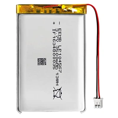 Bild av EEMB 3,7 V 3 500 mAh LP104567 uppladdningsbart Lipo batteri med JST kontakt, se till att enhetens polaritet matchar batteriet innan du köper den