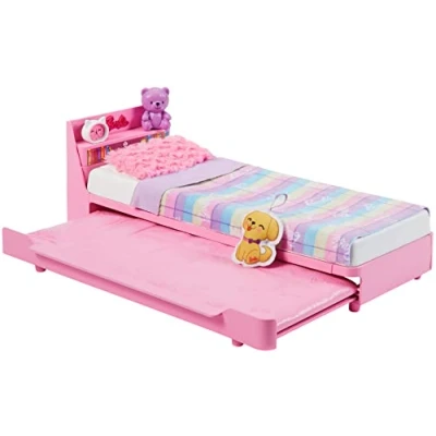 Bild av Barbie möbler, leksaker och presenter till barn, sänglekset tillbehör, My First säng, mjuk hundvalp HMM64