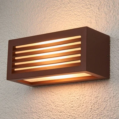 Bild av SLV Box L E27 vägglampa för utomhusbruk, rostbrun
