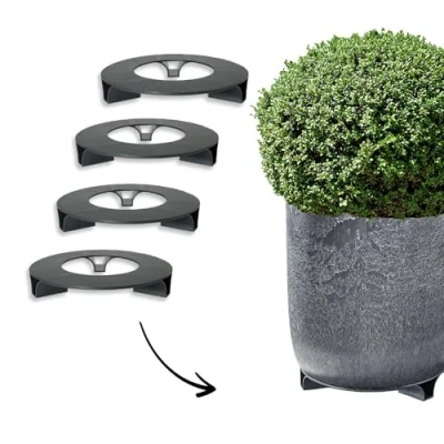 Bild av terraced® uppsättning om 4 blomkruka underlägg färg: svart rund 27 cm i diameter återvunnet material tillverkad Tyskland