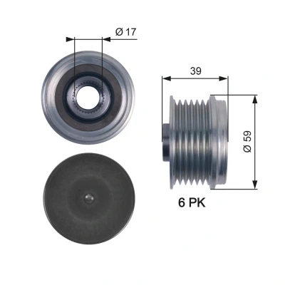 Bild av GATES OAP7113 Poulie d&#039;Alternateur 39 BOOST DN CVT Belt OPEL: Corsa D 3/5 portes, Astra H Meriva B, FIAT: Doblo I Cargo