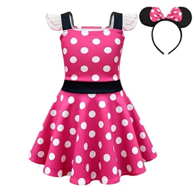 Bild av Lito Angels Minnie Mouse Fancy Dress Up Kostym med Pannband Födelsedagsfest Outfits Barn Flickor Ålder 2 3 år, A Varm Rosa