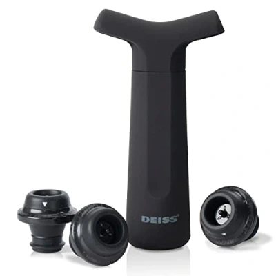Bild av Deiss PRO Vacuum Pump Wine Saver with 3 x Bottle Stopper Silicone Stoppers for Bottles Date Markers to Keep Your Fresh Stops Oxidation of