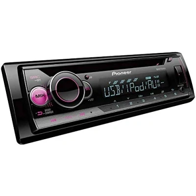 Bild av Pioneer DEH S220UI, 1DIN RDS bilradio med röd knappbelysning, vit display, Android stöd, iPhone kontroll, 5 bands equalizer, CD , MP3, USB, AUX ingång, ARC app