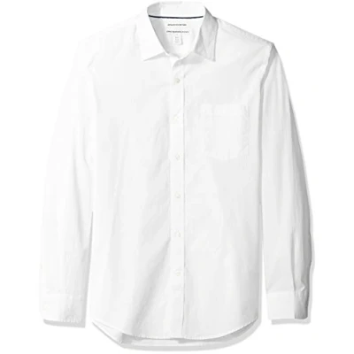 Bild av Amazon Essentials mäns Slim Fit långärmad poplin skjorta, vit, X Large
