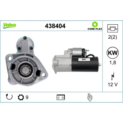 Bild av VALEO 438404 Startmotor 12V 1,8kW 9 L 48 83mm AUDI: A6 C5 Sedan, Avant, A4 B6 VOLKSWAGEN: Passat B5 GP Variant
