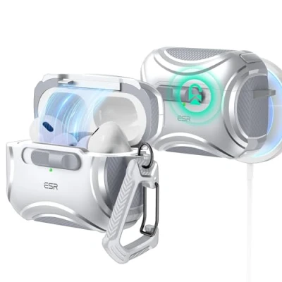 Bild av ESR för AirPods Pro 2 fodral (2023/2022/2019, 2:a/1:a generationen), kompatibel med 2:a generationen (USB C/Lightning kabel), enkel MagSafe, droppsäkert lås, Easy Open, Cyber serien, grön