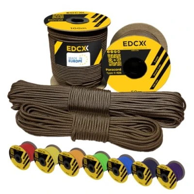 Bild av EdcX 3 mm nylonparacord 425 (15, 30, 50 och 100 m) typ II, % nylonrep, nylonrep i många färger (choklad, 15