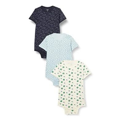 Bild av Care Baby Pojke Body SS AOP (3 pack) Bodysuit, Frosty Spruce (921), 12 18 Months