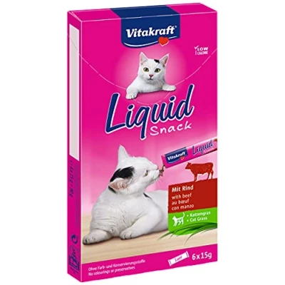 Bild av Vitakraft Liquid Snack med Biff + katt gräs för katter