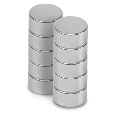 Bild av Maul Neodymskivmagneter, Självhäftande Höghållfast Platt Magnet För Mångsidig Användning, Rund Med Elegant Och Modern Design, Ø 10 x 5 mm, Set St Ljust Silver
