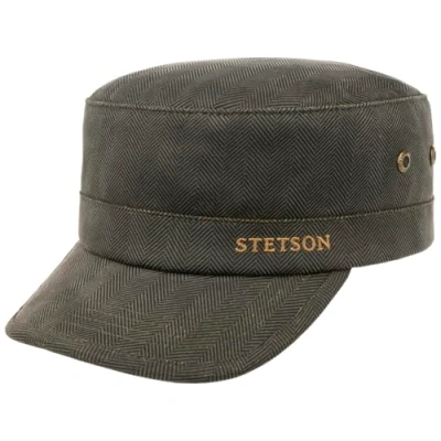 Bild av Stetson Grön Army Keps Herringbone Dark Olive @ Hatstore