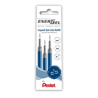Bild av Pentel LRN5 3C påfyllningspenna för EnerGelpennor 0,5 boll = 0,25 mm linjetjocklek, nålspets, 3 stycken, blå