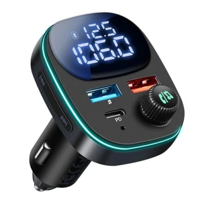 Bild av Hoppac bluetooth FM sändare, bil adapter PD 30 W och QC 3.0, 5.3 cigarettändaruttag med LED display, sändare bilsamtal handsfree musiklyssning