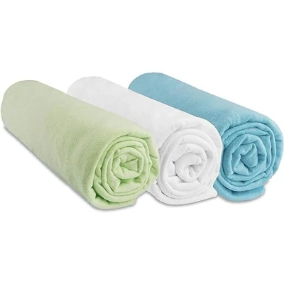 Bild av Easy Dort Set med 3 lakan, 60 x 120 cm, babysäng, spjälsäng, paraplysäng 100% bomullströja anis vit turkos stretchig hälsosam sömn Oeko Tex tillverkad i Europa