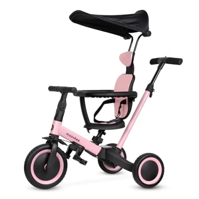 Bild av trehjuling från 1 år med skjutstång 6 i för barn soltak cykel upp till 5