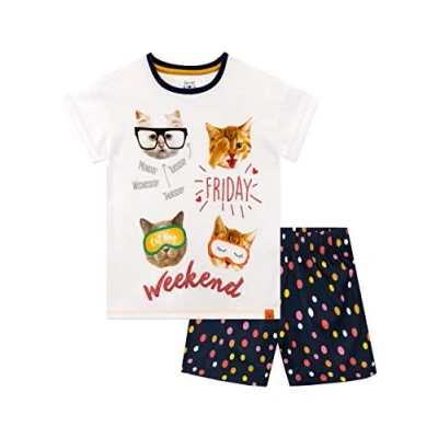 Bild av Harry Bear Flickor Kort Pyjamas Katt Vit 134