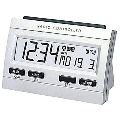 Bild av techno line radiostyrd väckarklocka WT 87 med innertemperaturdisplay och memo alarmfunktion