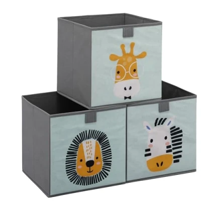 Bild av Navaris Set med 3 x förvaringslåda vikbar bricka 28 cm för förvaring av leksaker, kläder, babytillbehör och tillbehör