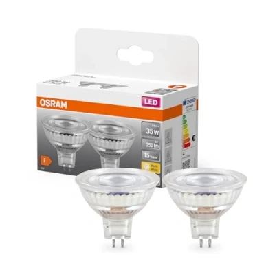 Bild av OSRAM Stjärnreflektor LED lampa, GU5.3 bas, klart glas ,Varmt vitt (2700K), 345 Lumen, ersätter 35W belysningsmaterial icke dimbar, 2 Pack