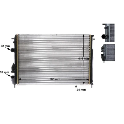 Bild av MAHLE ORIGINAL CR 493 000S Radiateur du moteur pour véhicules avec système de climatisation 585 416 28 ailettes jointes mécaniquement