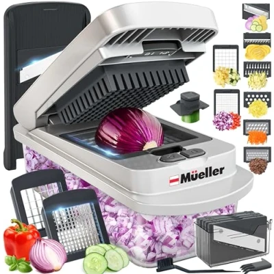 Bild av Mueller Austria Pro Series Onion Chopper, Slicer, Vegetable Cutter, Dicer, Spiralizer Slicer with Container and 8 Blades