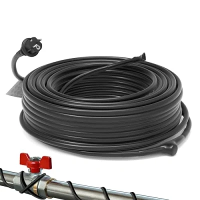 Bild av HEATIT JHSF Frostfri värmekabel med termostat 16,4 W/m 230 V IP65 svart, idealisk för vattenledningar eller växter, elektrisk palmervärmare 4 m