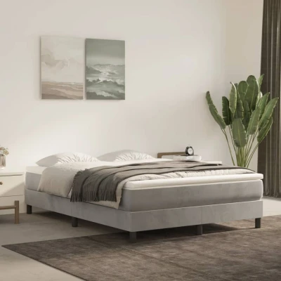 Bild av vidaXL Ramsäng ljusgrå 140x200 cm sammet, dubbelsäng, säng, säng ram, dubbelsängar, sängar, ramar, resårmadrass, resårmadrasser