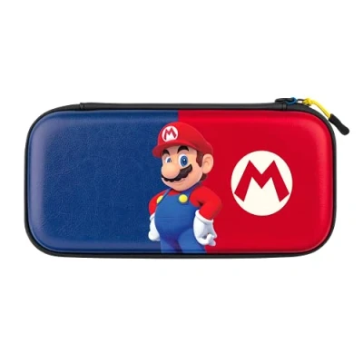 Bild av PDP Gaming Officiellt licensierad Switch Slim Deluxe Travel Case Mario Semi Hardshell Protection Protective PU Leather Holds 14 Games &amp; Console OLED Lite Perfect for Kids