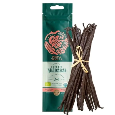 Bild av PREMA VANILLA 2+1 bourbon Vaniljstång Premium Naturlig och Ekologisk vaniljpods 14 18 cm Vaniljstänger från Madagaskar Gourmetkvalitet Rik Intensiv Arom Vakuumförpackad