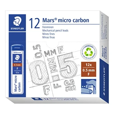 Bild av Staedtler 250 05 F Mars Micro Feinminen, Minendurchmesser 0.5 mm, F, 12 Stück, graphitgrau