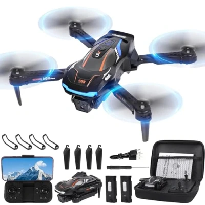 Bild av Drönare med kamera i 1080P HD för barn, radiostyrd, hopfällbar quadrokopter 2 batterier, FPV WiFi signal, tyngdkraftssensor, 3D flipläge, enknapps start/landning, höjdhållnings och headless läge