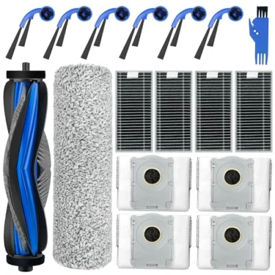 Bild av Dxyue 17 pack reservdelar för Ecovacs Deebot T80 Omni/T80 robotdammsugare, 1 huvudborste mopprulle 6 sidoborstar 4 filter dammpåse verktyg