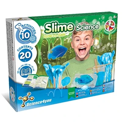 Bild av Science4you 80002879 själv slime set, mörkt lysande slim, kemilaboratorium, spel för barn, gåva pojkar och flickor från 8+ år, blå, grön, 37 x 6 30