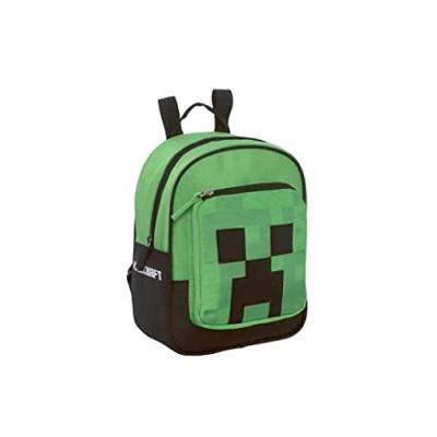 Bild av MINECRAFT Perfekt för förskola och fritid, med vadderade justerbara axelremmar, termoformad rygg botten, huvudfack framficka dragkedjor, 33 x 22 cm 10 cm, grön svart