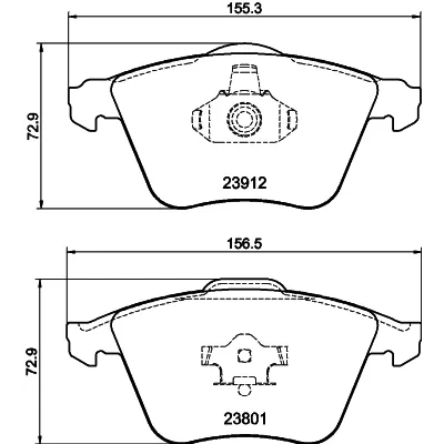 Bild av HELLA 8DB 355 012 281 Jeu de plaquettes frein non préparé pour indicateur d&#039;usure VOLVO: V40 3/5 portes, V50, C30, FORD: Focus 2, MAZDA: 3 5 portes