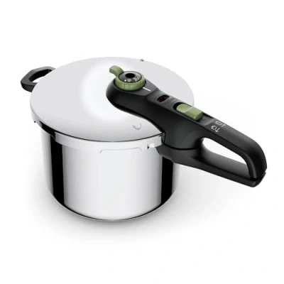 Bild av Tefal P2580703 Secure Trendy tryckkokare 6 L 2 stegs matlagningsregulator: Intensiv nivå 117C, mild 112C Induktion kapselbotten för alla typer av spisar kort grepp rostfritt