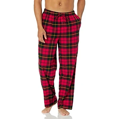 Bild av Amazon Essentials flanellpyjamasbyxa för män (finns i stora och långa), svart röd buffel pläd, 4X Large