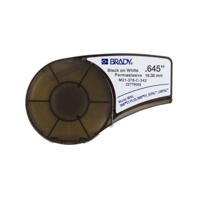 Bild av Brady (M21 375 C 342) PermaSleeve krympslangar av polyolefin för BMP21 PLUS; 16,40 mm x 2,10 m svart på vitt