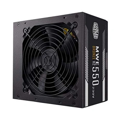 Bild av Cooler Master MWE 550 Bronze 230V V2 EU nätaggregat, 80 PLUS Bronze, temperaturkänslig HDB fläkt, DC till + LLC krets med single +12V rail 5 års garanti