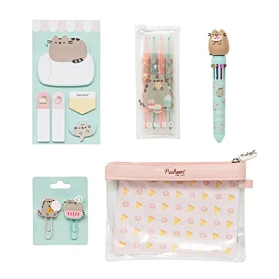 Bild av Grupo Erik Pusheen Stationery Set Pencil Case With Pen, Highlighter Set, Self Adhesive Notes, Paper Clips Gifts Cat Cute