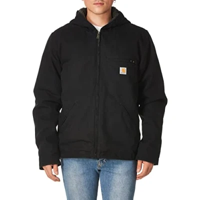 Bild av Carhartt Herr avslappnad passform tvättad anka sherpa fodrad jacka, grus, X Large Tall, Svart, L